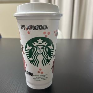Starbucks 16oz ;Plastic Reusable Hot Cup with Lid.